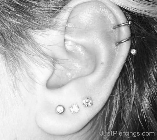 Spiral Barbell Cartilage And Lobe Ear Piercing-JP1149