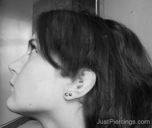 Titanium Conch And Lobe Piercing-JP1229