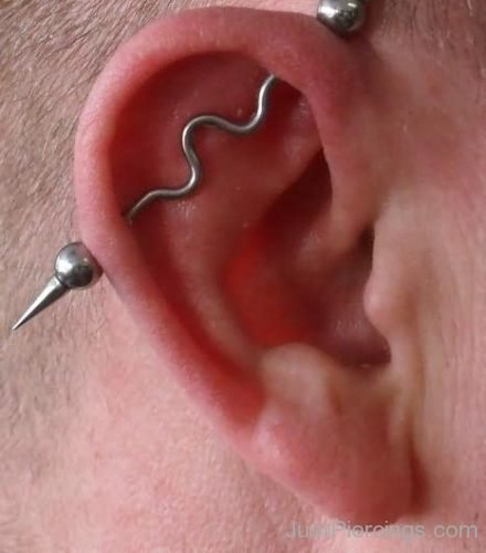 Waving Industrial Ear Piercing-JP180Waving Industrial Ear Piercing-JP180