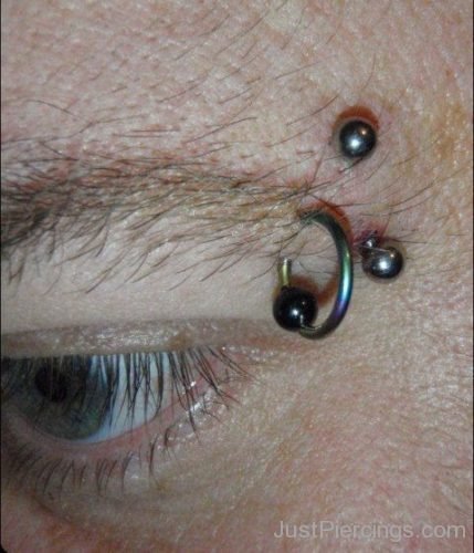 Eyebrow Piercing With Ball Closure Ring And Titanium Micro Bananabells 1-JP116