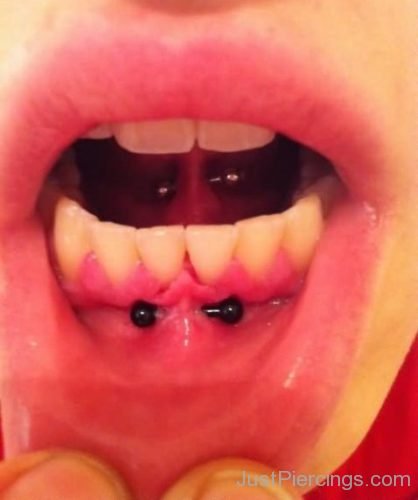 Frowny Piercing With Black Barbells-JP1042